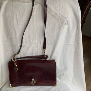 Elegant F.lli Mugnai Firenze Vintage Leather Burgundy Crossbody Bag